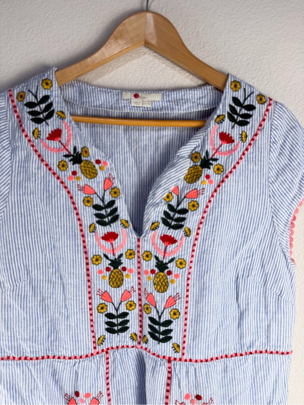 Boden Bea Linen Embroidered Dress Sz 14 - Picture 3 of 8